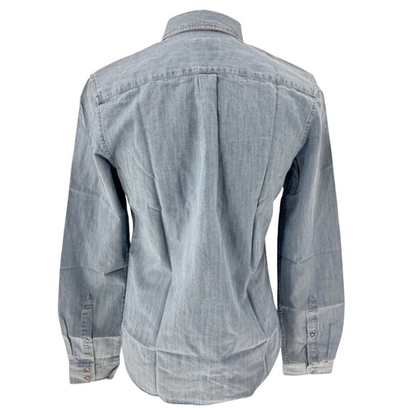 Untuckit Alleanza Regular Fit Denim Button-Up Shirt Women Size 4 Light Blue 100% - Picture 2 of 11